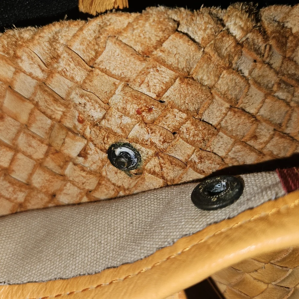 Massimo Palomba Tan Basket Weave Italian Leather Wide Tote - Picture 15 of 15